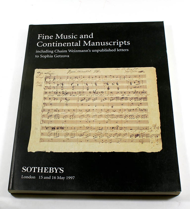 Item #180807003 Fine Music and Continental Manuscripts: including Chaim Weizmann's unpublished Letters to Sophia Getzova, 15 & 16 May, 1997 (LN7286). Sotheby's.