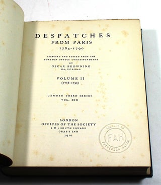 Despatches from Paris, 1784-1790, Volume II