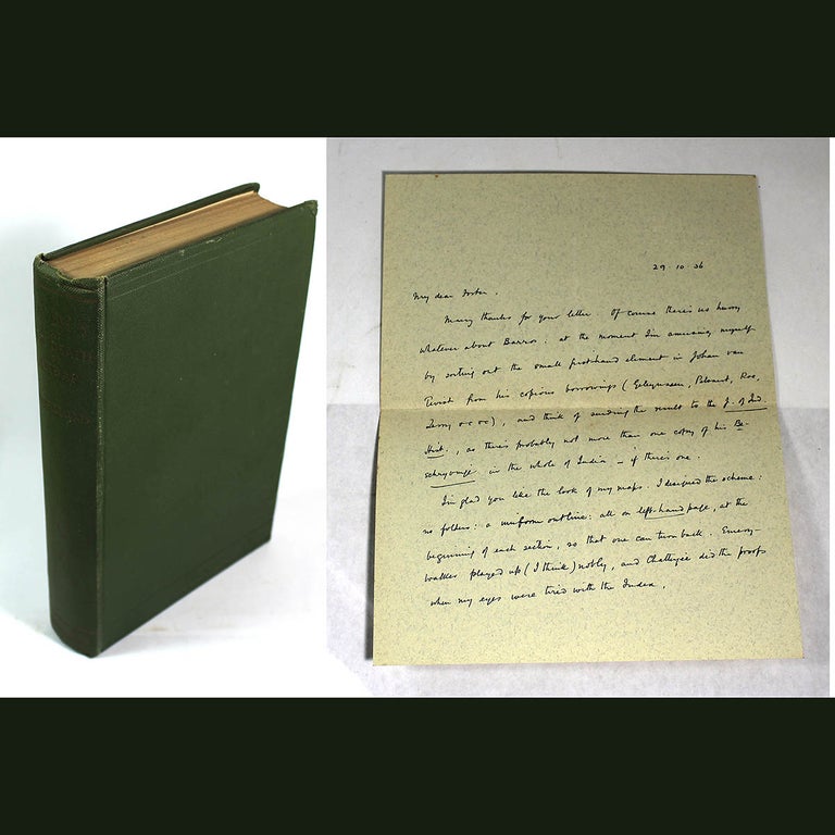Item #8293 India at the Death of Akbar: An Economic Study + Letter from author William Harrison Moreland to Sir William Foster dated October 29, 1936. W. H. Moreland, William Harrison.