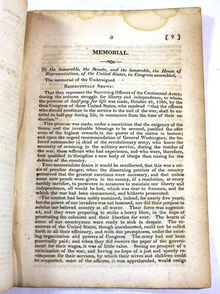 Memorial of Aaron Ogden and Alden Bradford, in Behalf of The Surviving Officers of the Revolutionary Army. Praying for the Original Promise of Half-Pay, or for a Reasonable Equivalent.