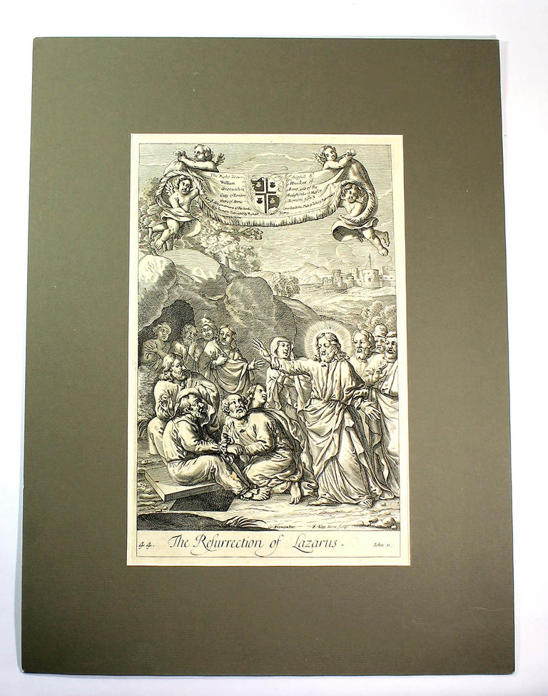 Item #8460 The Resurrection of Lazarus. John 11 [Engraving]. G. Freman, F. H. van Hove, Designer, Printmaker.