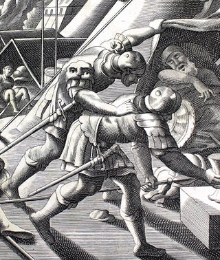 David spares saul. 1.Samuel 26. [Engraving]