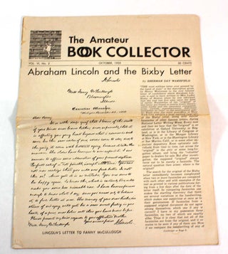 Item #8596 The Amateur Book Collector, Volume VI, No. 2 (October 1955) Featuring "Abraham Lincoln...