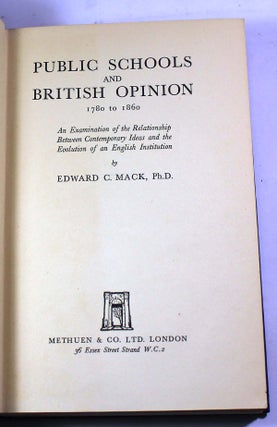 Public Schools and British Opinion, 1780 to 1860