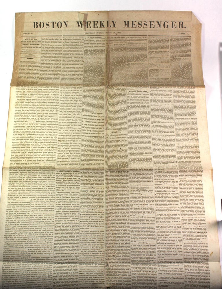 Item #9118 The Boston Weekly Messenger, Volume 49, No. 14, August 31, 1859,