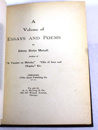 A Volume of Essays and Poems