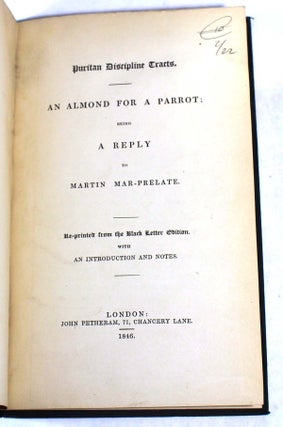 Item #9531 An Almond For A Parrot: Being A Reply To Martin Mar-Prelate. Thomas? Nashe