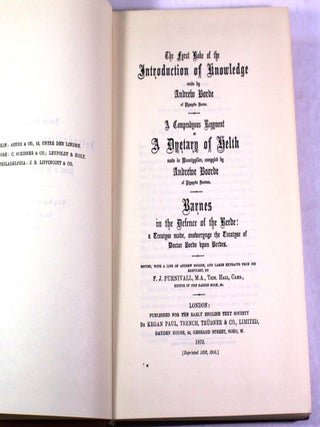 Introduction and Dyetary, with Barnes in the Defense of the Berde