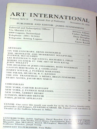 Art International Magazine, XIV/9, November 1970