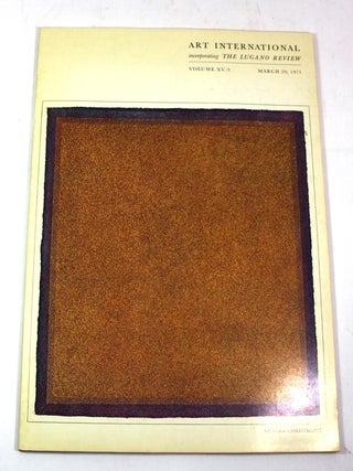 Item #L081810067 Art International Magazine/The Lugano Review, Volume XV/3, March 20, 1971. James...