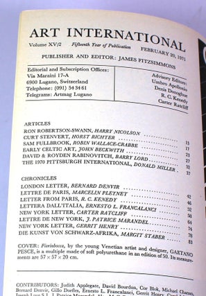 Art International Magazine/The Lugano Review, Volume XV/2, February 20, 1971