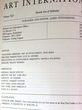 Art International Magazine, Volume XI/3, March 20, 1967