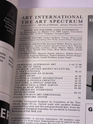 Art International Magazine, Volume XX/1-2, January/February 1976