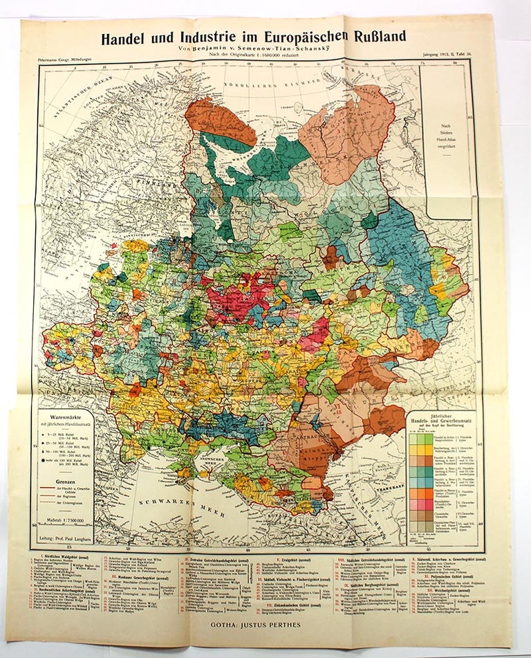 Item #map008 Handel und Industrie im Europaeischen Russland [map]. Benjamin v. Semenow - Tian - Schansky.