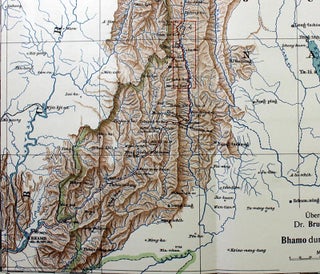 Der letzte Teil des Reisewegs der Anfang Januar 1909 am mittleren Salween in Britisch-Burma ermodeten Dr. Brunhuber und Schmitz [map]
