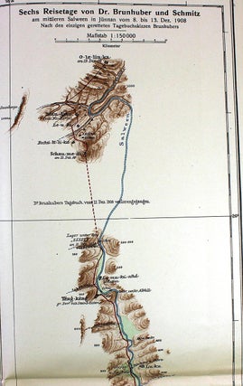 Der letzte Teil des Reisewegs der Anfang Januar 1909 am mittleren Salween in Britisch-Burma ermodeten Dr. Brunhuber und Schmitz [map]